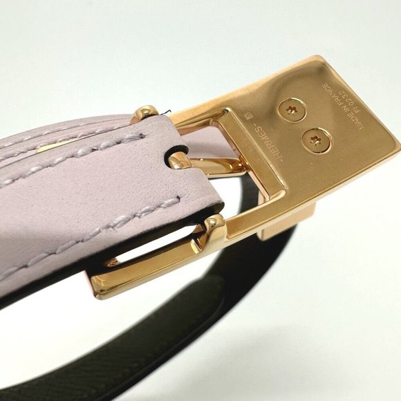 HERMES Cadena Lucky 15 PM reversible belt Vo Swift / Epsom pink/khaki - Picture 10 of 10